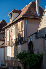 Fototapeta na wymiar Old streets and houses of Auxerre, medieval city on river Yonne, north of Burgundy, France