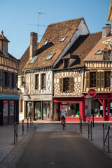 Old streets and houses of Auxerre, medieval city on river Yonne, north of Burgundy, France