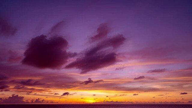 Time lapse of Majestic sunset or sunrise landscape Amazing light of nature cloudscape sky colorful background