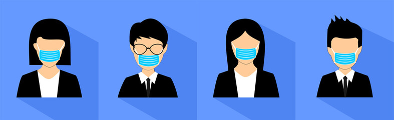 Fototapeta premium some business people in boxes and wearing masks