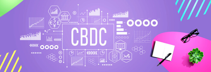 CBDC theme with notebook and pen