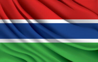 Gambia national flag waving realistic vector illustration