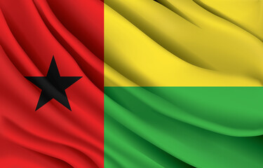 Guinea bussiau national flag waving realistic vector illustration
