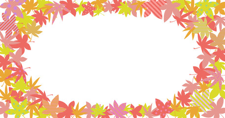秋素材丸フレーム背景イラスト ポップでかわいい紅葉デザイン