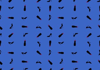 Woman seamless shoes and lipstick pattern for wrapping paper and clothes print and notebooks and shops and hobbies
