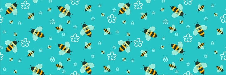Kids seamless bee pattern for fabrics and packaging and gifts and cards and linens and wrapping paper