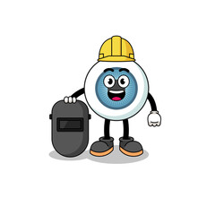 Naklejka premium Mascot of eyeball as a welder
