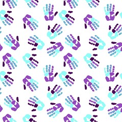 Handprint seamless team work pattern for school and kids and wrapping paper and notebooks and clothes print