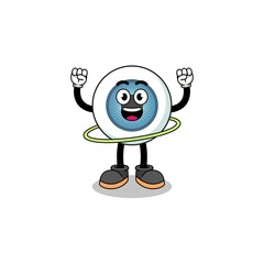Character Illustration of eyeball playing hula hoop