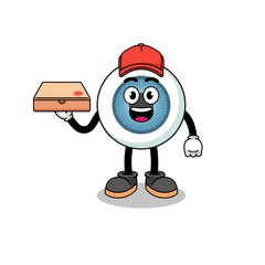 eyeball illustration as a pizza deliveryman
