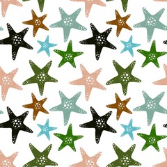 Obraz premium Summer ocean seamless sea star pattern for clothes print and accessories and kids and fabrics and wrapping paper