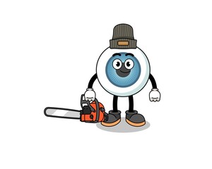 eyeball illustration cartoon as a lumberjack