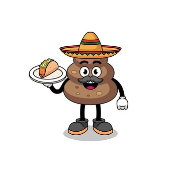 recommend clip art: Character cartoon of poop as a mexican chef