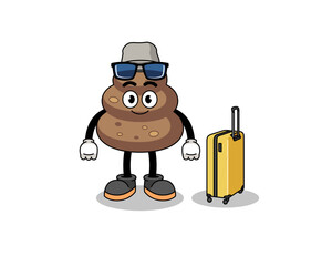 poop mascot doing vacation