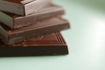 chocolate pieces on white