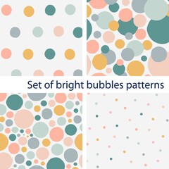 Set of bright bubbles patterns pastel