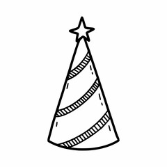 Cap for holiday. Birthday. Vector illustration of doodles. Sketch.