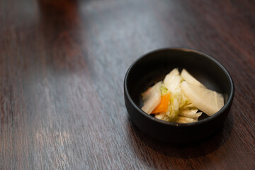 tsukemono, japanese pickled vegetables. Japanese traditional food, Vegetables salt pickled
