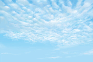 うろこ雲のある秋晴れの青空の美しい秋イメージフレームシンプルな背景素材