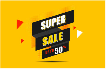 Up to 50% Super Sale offer. Yellow Background