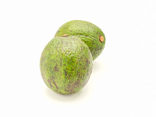 Close-up of avocados on a white background