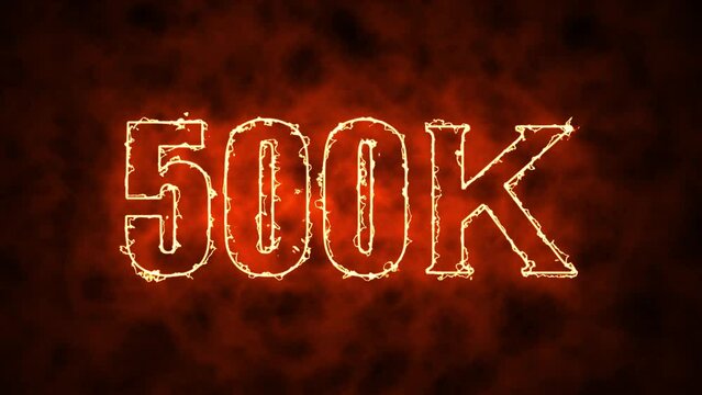 500K. Electric lighting text with animation on black background