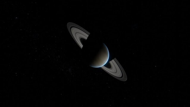 Planeta Saturno flotando en el espacio