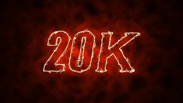 20K. Electric lighting text with animation on black background