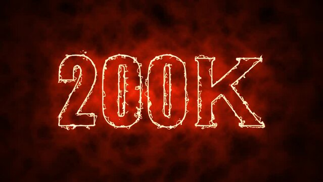 200K. Electric lighting text with animation on black background