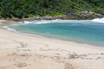 Momong Lampuuk Beach is a beach overlooking the Indian Ocean. This beach is one of the popular tourist destinations in Aceh. This beach has a landscape surrounded by high cliffs.