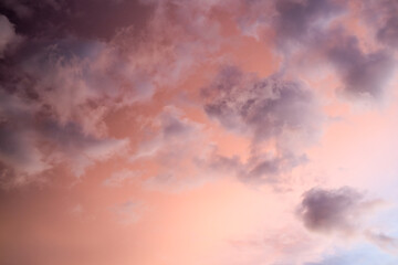 Fototapeta premium Beautiful cloudy sunset sky. Stunning sunset sky background. Sunset sky wallpaper. Banda Aceh, Indonesia.