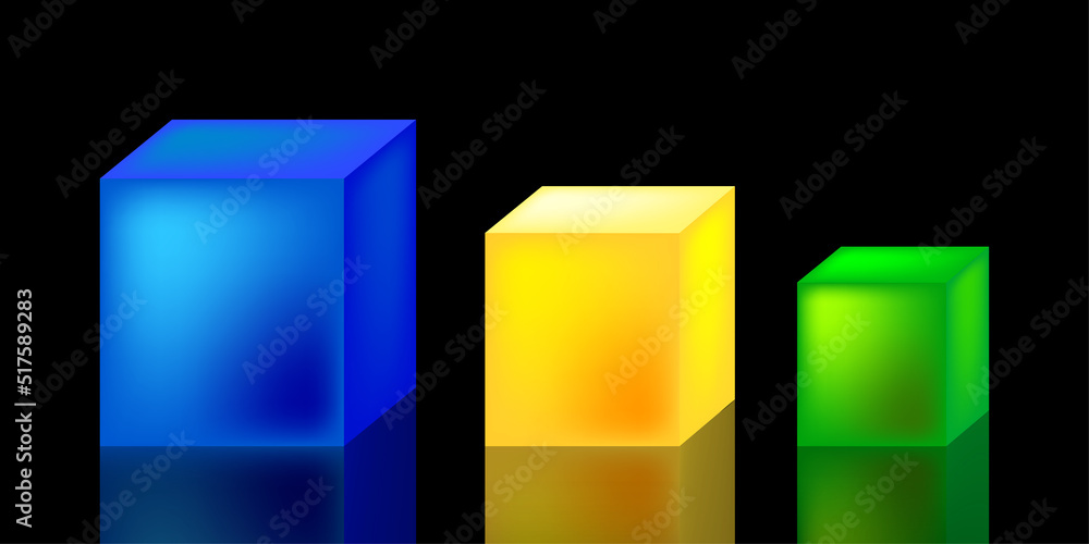 Poster isometry colored cubes. design element. colored cubes with shadow. vector illustration. stock image.