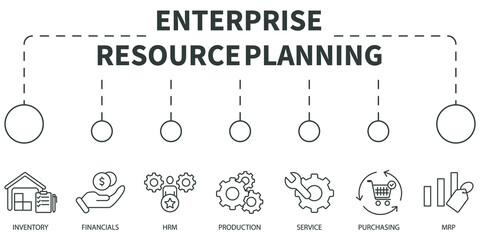 Enterprise resource planning Vector Illustration concept. Banner with icons and keywords . Enterprise resource planning symbol vector elements for infographic web © CHELSEA91