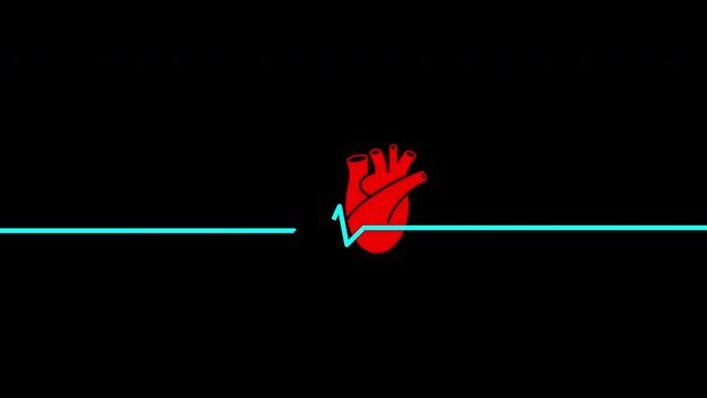 heart with heart bit animation on black background,best animation in 4k.