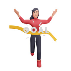 3d illustration Businesswoman achieving the goal successfully