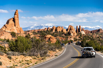 Cars Running in Arches National Park, Utah