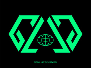Global  logistics concept logo. Abstract logo for a business company. Letters G and L.  Design element for corporate identity in green for your  design, app, UI. EPS10