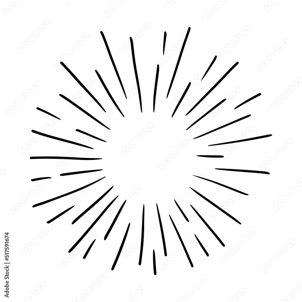 Canvas Prints Starburst, sunburst  hand drawn. Design Element Fireworks Black Rays. Comic explosion effect. Radiating, radial lines.