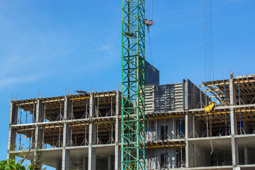 Construction site with crane and building