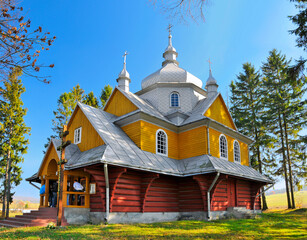 Fototapeta na wymiar Church of the Ascension of Christ in Gladyszow, Lesser Poland Voivodeship.