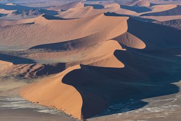 Namibia, aerial view of the Namib desert, wild landscape, panorama in rain season
