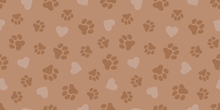 ハートと犬の足跡のパターン (Paw Prints & Heart Pattern. Vector Illustration)