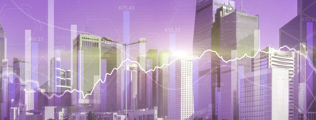 Fototapeta na wymiar Data analysis. Financial data on a monitor as Finance data concept. Analytics 2022 on city background