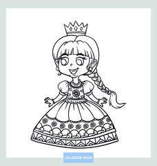 Coloring cute princess in beautiful dresses