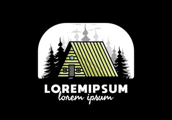 Vintage wood cabin illustration design