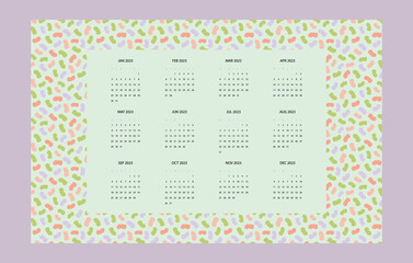Calendar template for 2023, stationery design,