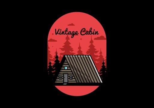 Vintage wood cabin illustration design
