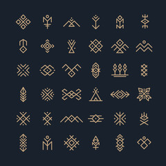 Tribal and boho style symbols. Native icons. Vector illustration