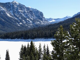 mountain lake in winter