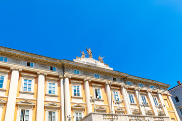 The beautiful facades on old buildings in Trieste